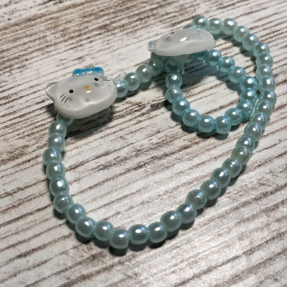 Hello Kitty Toddler Blue Pearl Bracelet Ring Set The Princess Store